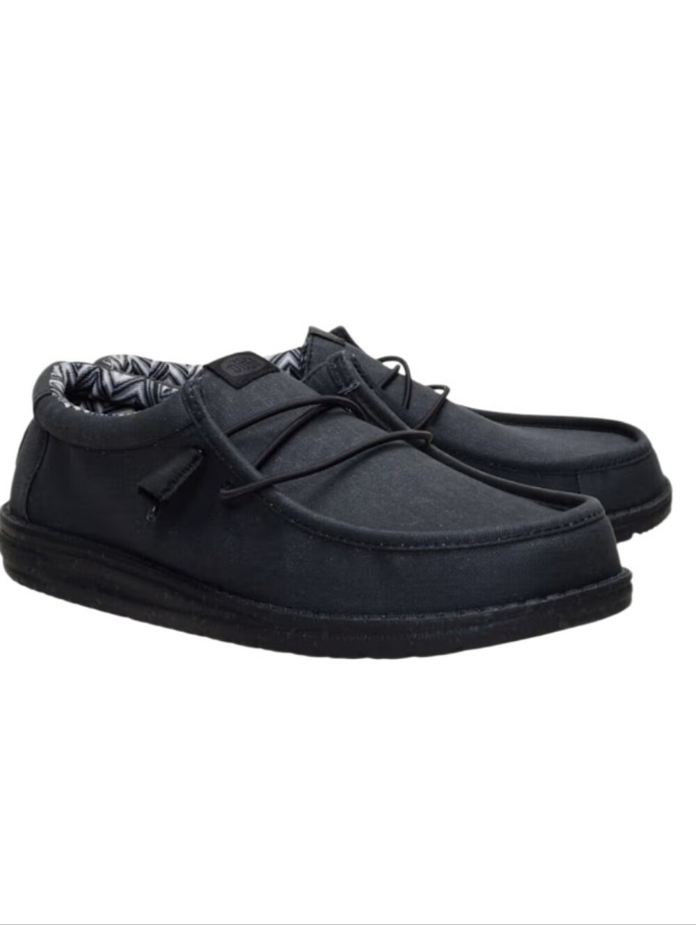 Hey Dude Men's Wally Canvas Shoes Slip On Black Size 12 EE Gray Casual 41785-060